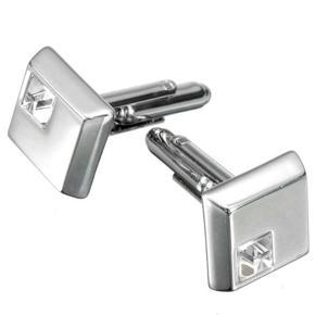 Luxury Mens Vintage Stainless Steel Square Crystal Wedding Party Shirt Cuff Link White - white