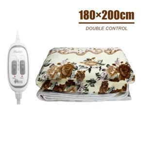 220V Flannel Electric Heated Blanket Heater Warmer Bedding Warm Bed + Controller - Off White
