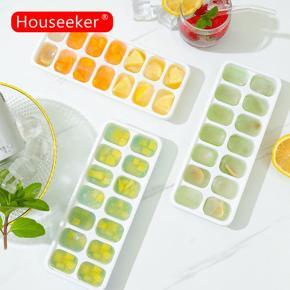 Houseeker 14 Grids Silicone Ice Tray Homemade Ice Cube Mold with Lid DIY Square Ice Cream Maker Kitchen Bar Tools