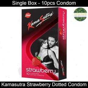 KamaSutra Condom - Dotted Strawberry Flavored Condom - Single Box Contains 10pcs Condom (Made in India)