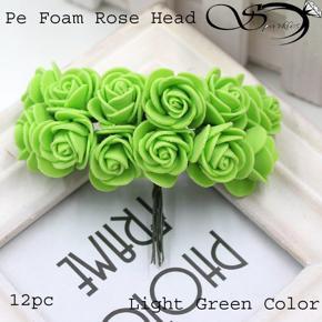 PE Foam Rose Head Flower Artificial For Ar t/ Craf / jewellwry making -Green- 12pc