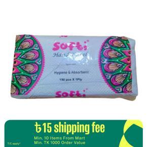 Hand Towel Tissue (White) -150Pcs × 1 Ply Softi Tissue