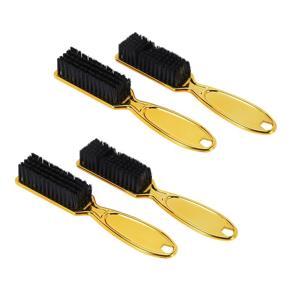 ARELENE Fade Brush Comb Scissors Cleaning Brush Barber Shop Skin Fade Vintage Oil Head Shape Carving Cleaning Brush Gold 4PC