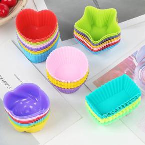 6 Pcs Muffin Cup Multi Shape Silicone Soap Cookies Cupcake Bakeware Pan Tray Mould Home DIY Cake Tool