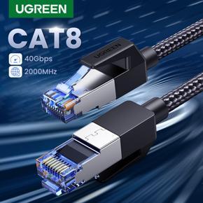 UGREEN Ethernet Cable CAT8 40Gbps 2000MHz CAT 8 Networking Nylon Braided Internet Lan Cord for Laptops PS 4 Router RJ45 Cable
