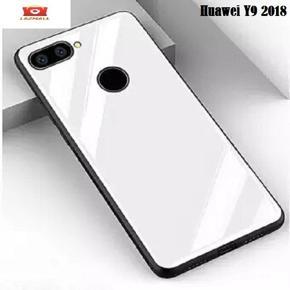 Huawei Y9 2018 Luxury Shockproof TPU Bumper Back Glass Back Cover Glass Case