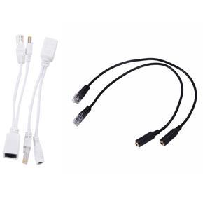 Passive Power over Ethernet PoE Adapter with 2Pcs 3.5mm Plug Jack to RJ9 Phone Headset Adapter Cable