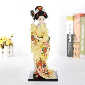 3 x Oriental Japanese Brocade Kimono Kabuki Doll Geisha Figure Figurine Statue Decor -
