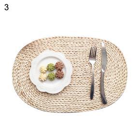 Rattan Weave Round Oval Placemat Dining Table Heat Insulation Mat Kitchen Decor