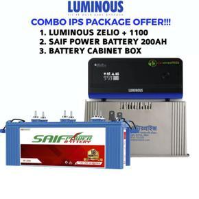 IPS WITH BATTERY PACKAGE LUMINOUS ZELIO+ 1100 SAIF POWER BATTERY 200, CABINET BOX