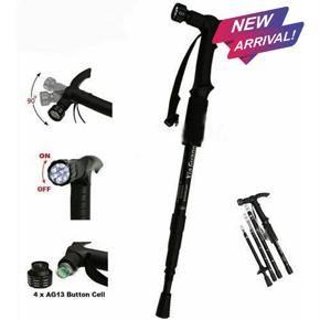 Telescopic Walking Stick Adjustable Trekking Hiking Pole With Led Light For Old Man
