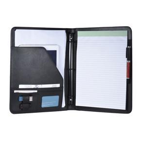 Professional Business Portfolio Padfolio Folder Document Case Organizer A4 PU Leather with Business Card U Flash Disk Holder Memo Note Pad Loose-leaf Loop