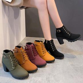 Autumn And Winter korean style high heelsWomens Martin Boots Ankle Boots High Heel Boots Zipper Boots short boots women's shoes