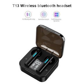 DASI Bluetooth headsetT13 TWS Wireless Bluetooth HiFi Call Earbuds Touch Control Digital Display Noise Reduction Bass Stereo Sport Earphone for Phone