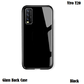 Vivo Y20 Luxury Shockproof TPU Bumper Back Glass Back Cover Glass Case