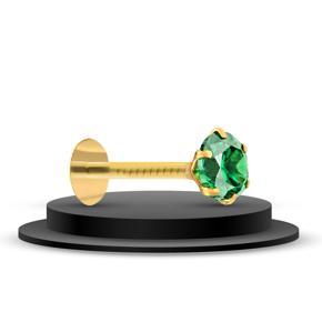 Onestep Towards Green Stone Gold Plated Nose Pin