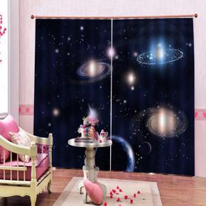 2pcs 75x166cm Cosmos Planet Light Blocking Window Curtain Balcony Patio Decor