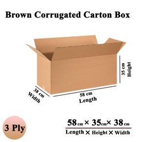 Brown Corrugated Carton Box 3 Ply 58x35x38 cm 3pcs