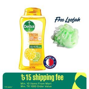 Dettol Antibacterial Body Wash Loofah Free Shower Gel Fresh Citrus & Orange Blossom with 12 Hour Odour Protection 250ml