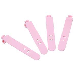 4Pcs Silicone Strap Earphone Storage Tape Power Line Data Cable Tie Outside Travel Cable Organizer Strap Office Zip Ties Pink