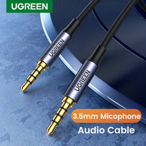 UGREEN 3.5mm to 3.5mm Stereo Audio Cable 4 Pole TRRS 4-Conductor Auxiliary Male to Male Jack Aux Cable for Speaker, TV, Headset, Microphone, Computer, TV