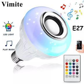Vimite RGB E27 Led Light Bulb Bluetooth Speaker Color Changing Wireless 12 Watt Stereo Audio Music Light Bulb with Remote Control for Room Bedroom Party Entertainment