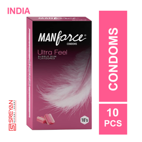 Manforce Ultra Feel Bubblegum Flavoured Condoms - 10Pcs Pack(INDIA)