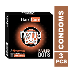 NottyBoy HardCore Raised Dots Chocolate Flavored Condoms - 3Pcs Pack