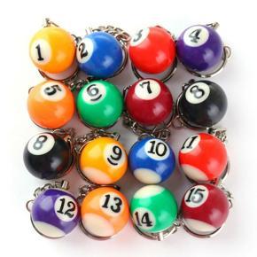 XHHDQES Colorful Billiard Ball Keychain Set 16 Pcs,Mini Magic Key Chain Balls Eightball Billar Billiards Chains Accessories