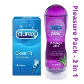 Pleasure Pack (Durex Aloe Vera 200Ml, Close Fit - 12 Pieces)