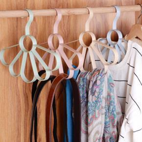 pack of 2 Plastic Circle Scarf Hangers Hook Shawl Tie Belt Display Holder Flower Shape Organizer 6 Holes Slots Clothes Stand