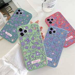 Hontinga for OPPO A16K A16E Back Cover Purple Flowers Square Edge Liquid Silicone Phone Case