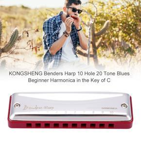 KONGSHENG Benders Harp 10 Hole 20 Tone Blues Beginner Harmonica in the Key of C