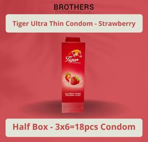 Tiger Condom - Ultra Thin Condoms Strawberry Flavour - Half Box - 3x6=18pcs