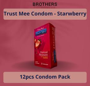 Trust Mee - True Dotted Strawberry Flavor Condoms for Mutual Pleasure - Single Pack - 12x1=12pcs