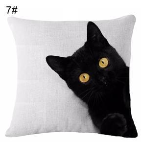 Lovely Cat Print Linen Pillow Case Cushion Throw Cover Home Sofa Cafe Decor