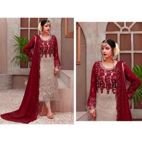 Semi-stitched Georgette Embroidery Work Free Size Exclusive Designer Gown Anarkali Party Wear Suits for Women
