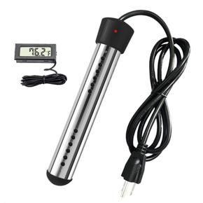Immersion Water Heater, 1500W Electric Bucket Heater Stainless-Steel Portable Submersible Water Heater with Digital Thermometer for Inflatable Pool Bathtub, Basin