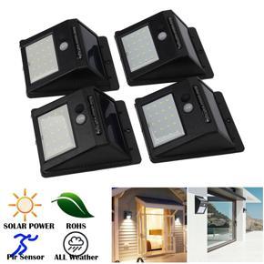 PACK of 4. 20 LED Solar Powered PIR Motion Sensor Light Outdoor Garden Security Wall Lamps