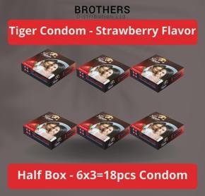 Tiger Condom - Dotted Condoms Strawberry Flavour - Half Box - 3x6=18pcs