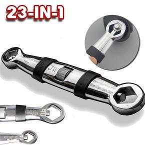 Universal 23 In 1 Wrench Set Ratchet Adjustable Wrench 7-19 Mm Wrench Universal Open End Wrench Flexible Multifunctional Hand Tool for Car Repair