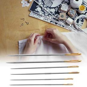 6Pcs Thick Big Eye Sewing Self-Threading Needles Embroidery Hand Kits