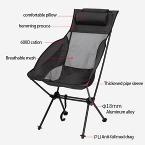 Ultralight High Back Folding Camping Chair with Pillow High Back Camping Chair for Outdoor Camp Beach Picnic Fishing