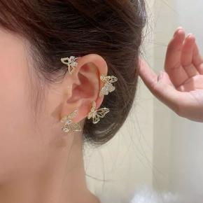 1 Pc Trendy Metal Ear Bone Clip Non-Piercing Crystal Rhinestone Butterfly Ear Cuff Earrings for Women/ Earrings for Girls Simple Stylish New Collection