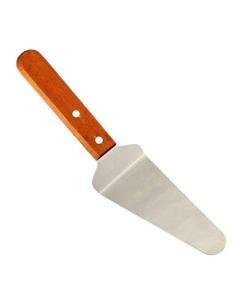 Stainless Steel Triangular Pizza Spatula/Scraper  With Wooden Handle - 1 Piece Brown Color