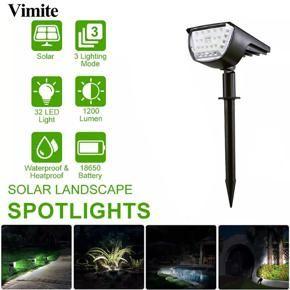 Vimite 32 LED Solar Spotlight Detachable  3 Model IP65 Waterproof  High Temperature Resistant Garden Lawn Ground Light  for Wall Lights Patio Path Lighting