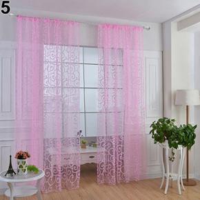 Romantic Floral Vine Voile Tulle Door Window Curtain Panel Drape Sheer Valances