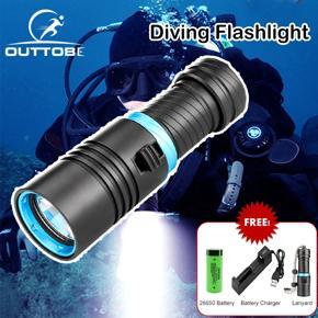 Outtobe Flas-hlight Professional Diving Light Swimming Flas-hlight Scuba Night Torch Infinitely Dimmable Flash-light Aluminum Alloy Flas-hlight Strong Waterproof Flash-light Underwater Exploration Fla