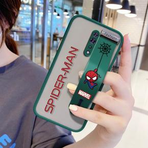 Hontinga for OPPO Reno Z Back Cover With Wristband Cartoon Spiderman Phone Casee Full Lens Protection Thin Frosted Cases