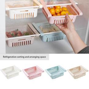 Adjustable Fridge Storage Basket Expandable Fridge Storage Rack Plastic Fridge Space Saver Food Organizer Tray